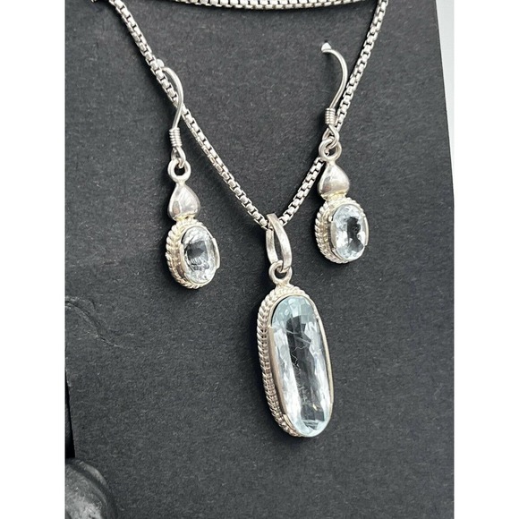 Aquamarine jewelry set Handmad 925 Starling Silver Stone Region Gilgit - Picture 3 of 12